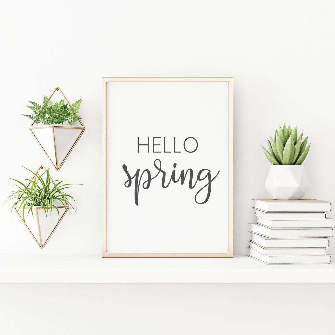 Hello Spring Minimalist Black Script Typography Seasonal Quote Poster - Image 3