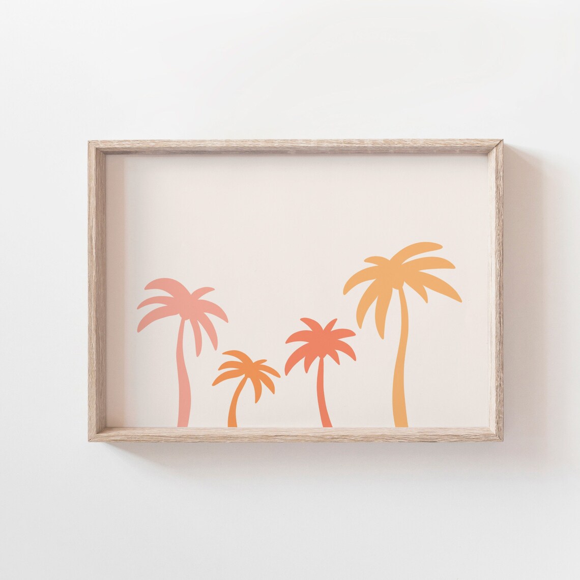 Four Sunset Palm Tree Silhouettes Horizontal Tropical Beach Scene Poster - Image 2