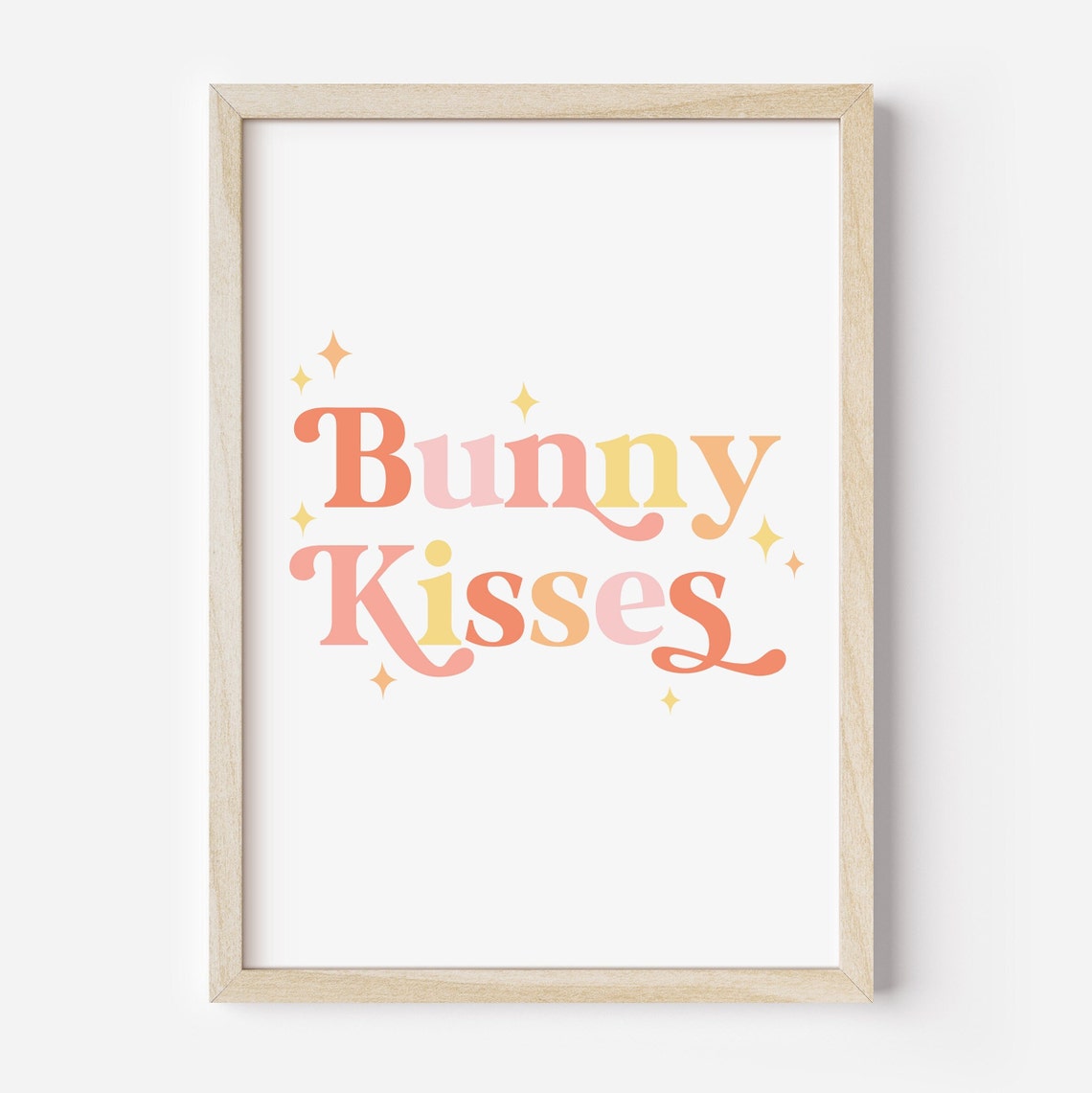 Bunny Kisses Retro Rainbow Typography Easter Celebration Poster - Image 2