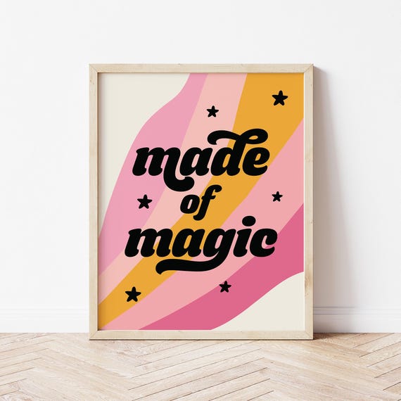 Made Of Magic Print Kids Halloween Print Cute Halloween Art Halloween Printables Pink Halloween Print Digital Download