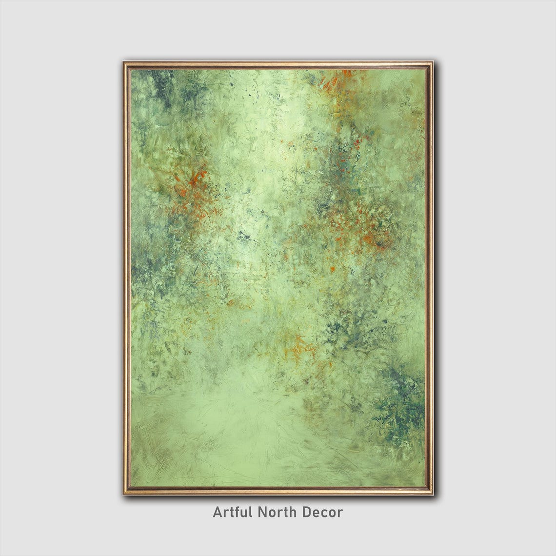 Sage Green Abstract Textured Painting With Rust And Ochre Poster