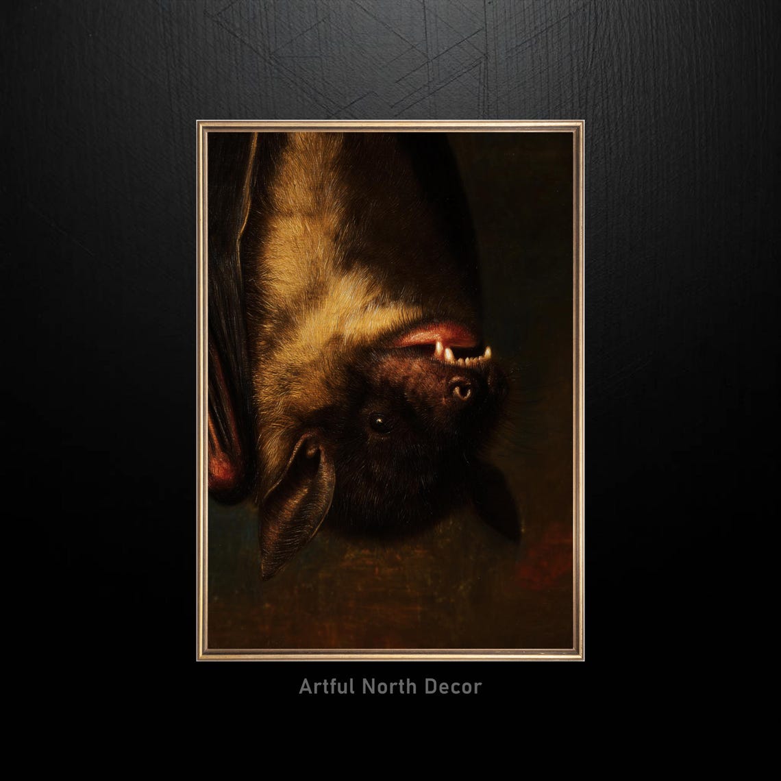 Sleeping Bat Hanging Upside Down Moody Gothic Dark Academia Poster