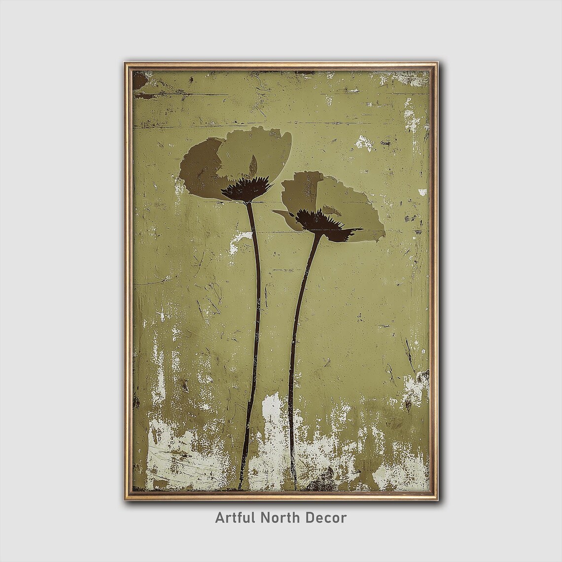 Grunge Botanical Print, Abstract Floral Art Print