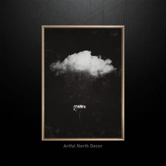 Moody Cloud And Flower Gothic Wall Art Dark Academia Decor