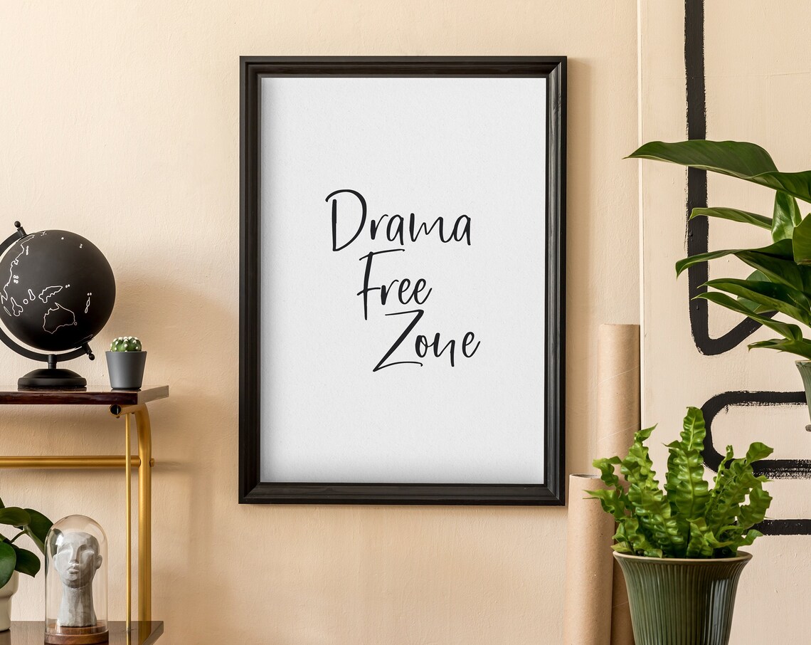 Drama Free Zone Quote Print Minimalist Teen Girl Bedroom Wall Decor - Image 5