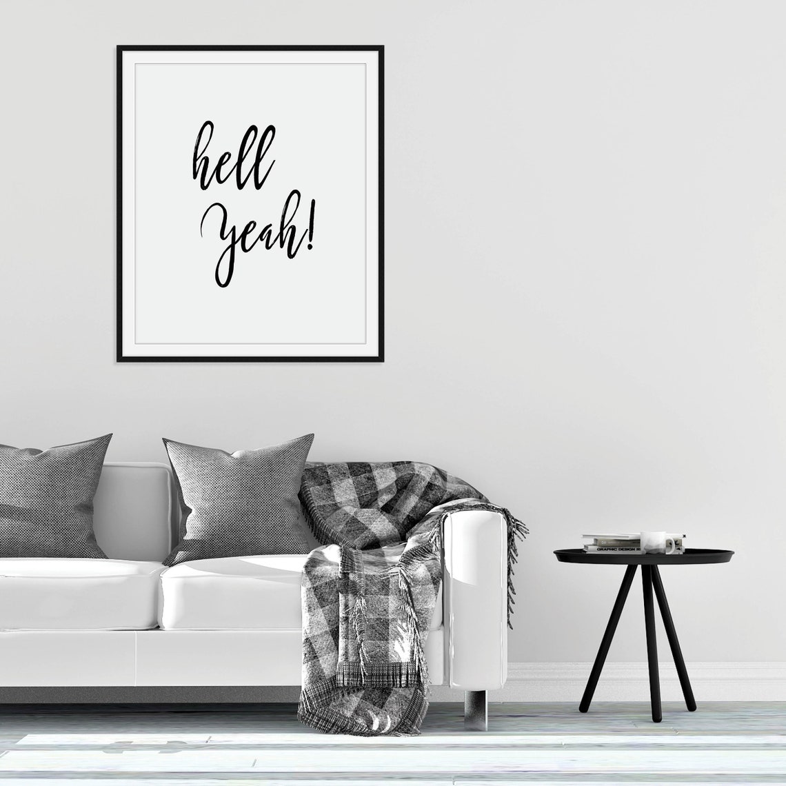 Hell Yeah Hand Lettered Calligraphy Inspirational Quote Poster - Image 2