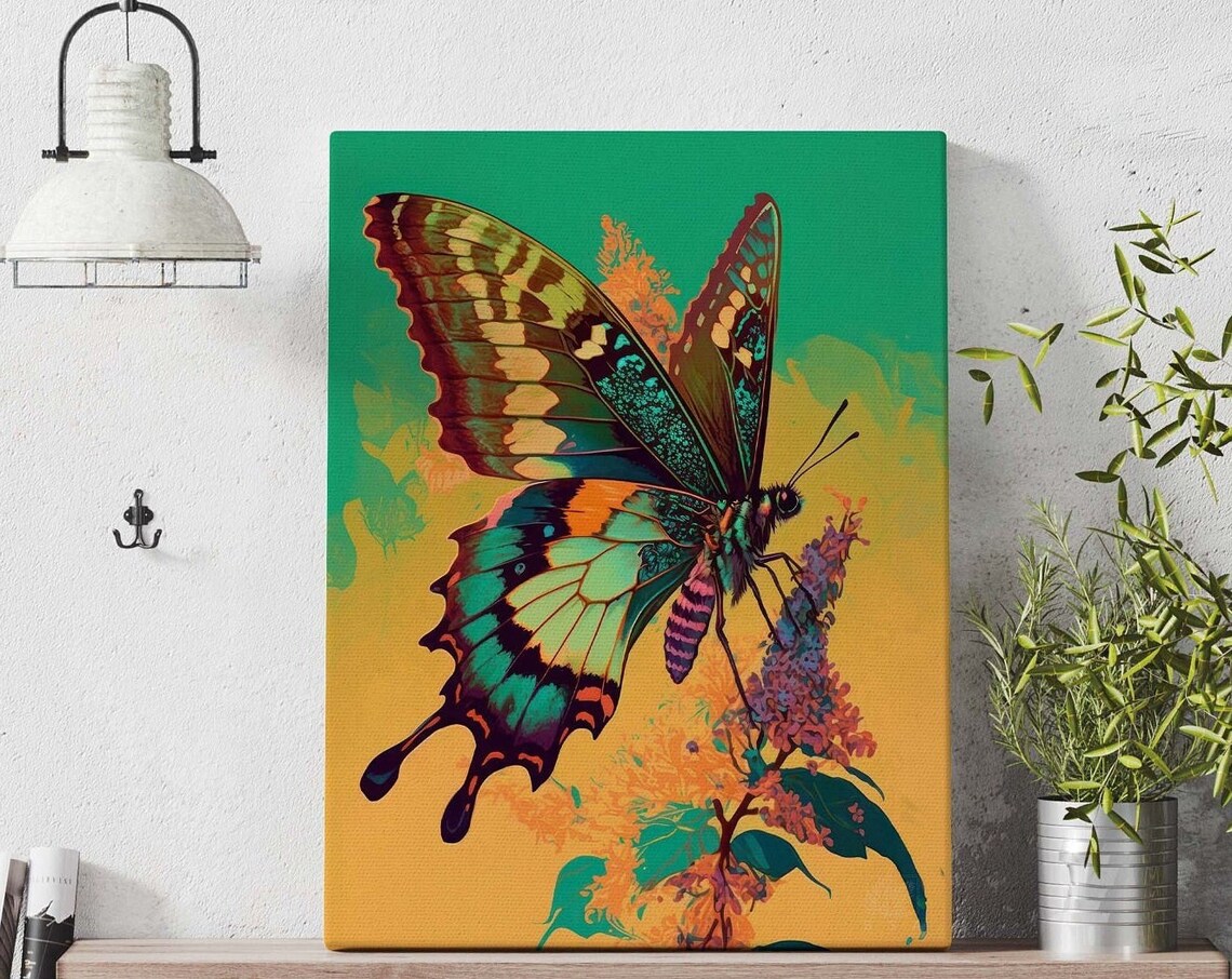 Colorful Swallowtail Butterfly Poster Green Gold Tropical Insect Art