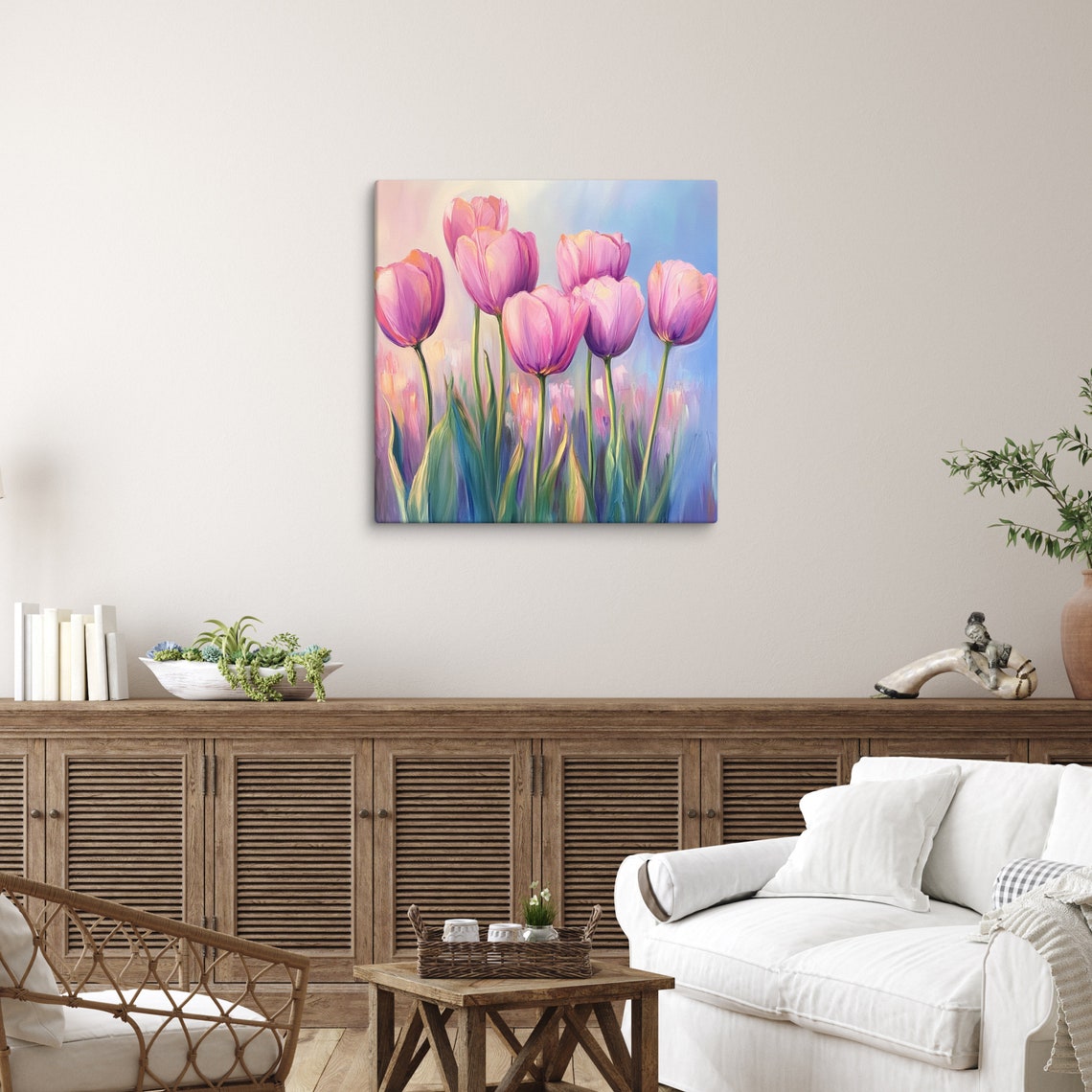 Tulip Wall Art Print Large Painting Print Pink Purple Tulip Flower Wall Art Tulip Art Tulip Lover Gifts Garden Gifts - Image 5