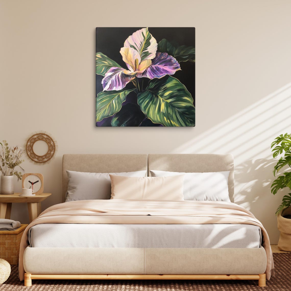 Purple Green Variegated Tropical Leaf Moody Dark Botanical Poster - Image 5