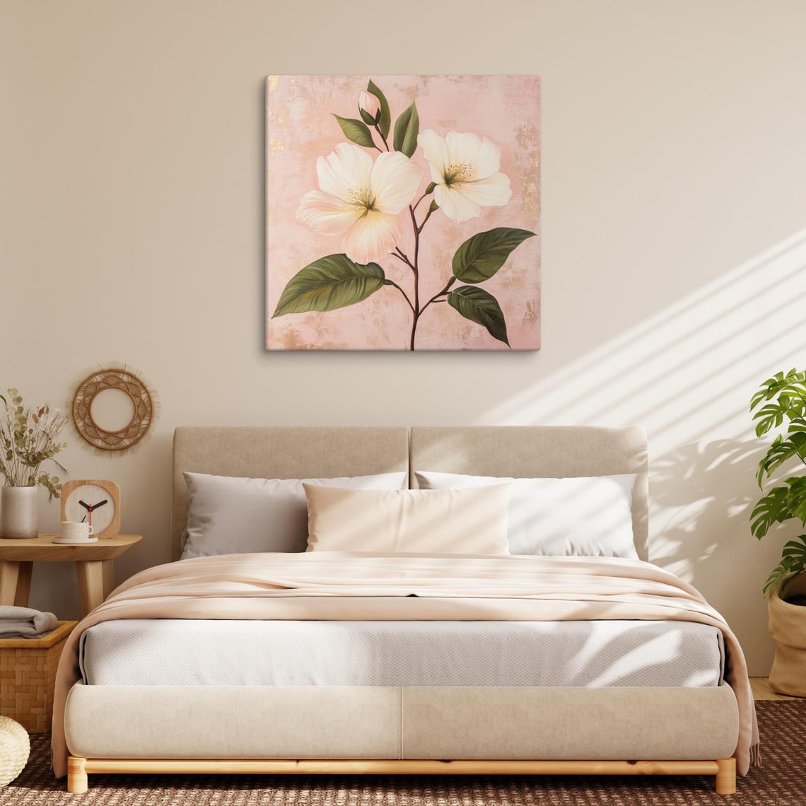 White Eglantine Wild Rose Blossoms Blush Floral Art Wall Poster - Image 3