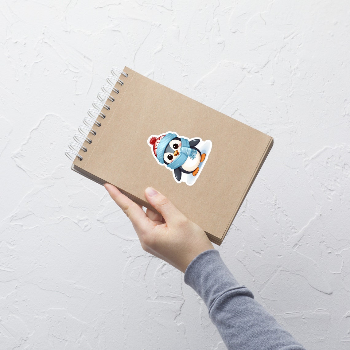 Cute Winter Penguin Sticker Knit Hat Scarf Animal Vinyl Decal Sticker - Image 4