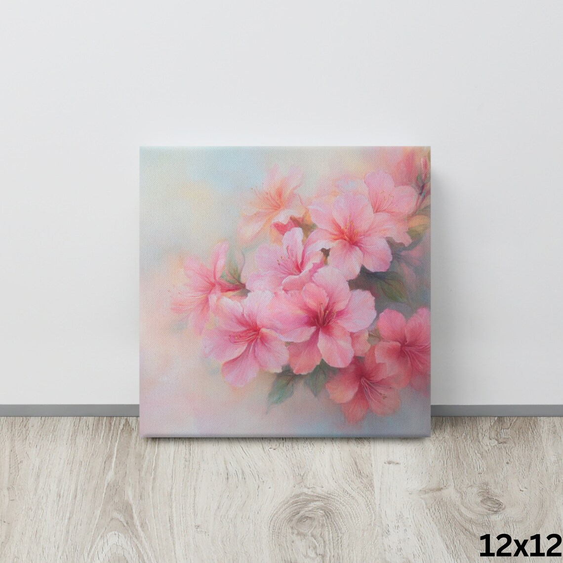 Soft Pink Azalea Blossoms Dreamy Pastel Floral Painting Wall Art Print - Image 4