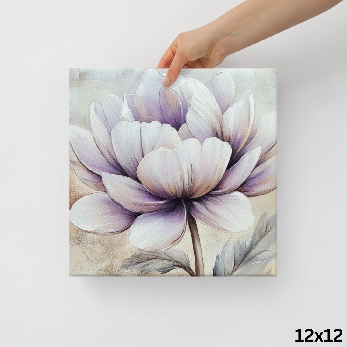 Purple Flower Wall Art Flower Painting Print Purple Flower Art Nature Wall Art Flower Wall Art Beige Living Room Art - Image 2