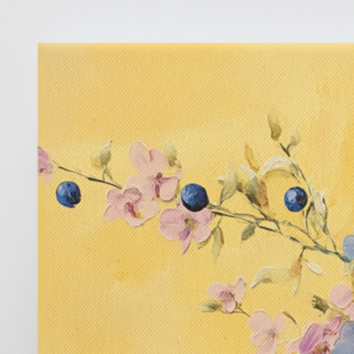 Blueberry Blue Blossom Golden Yellow Background Floral Poster - Image 2