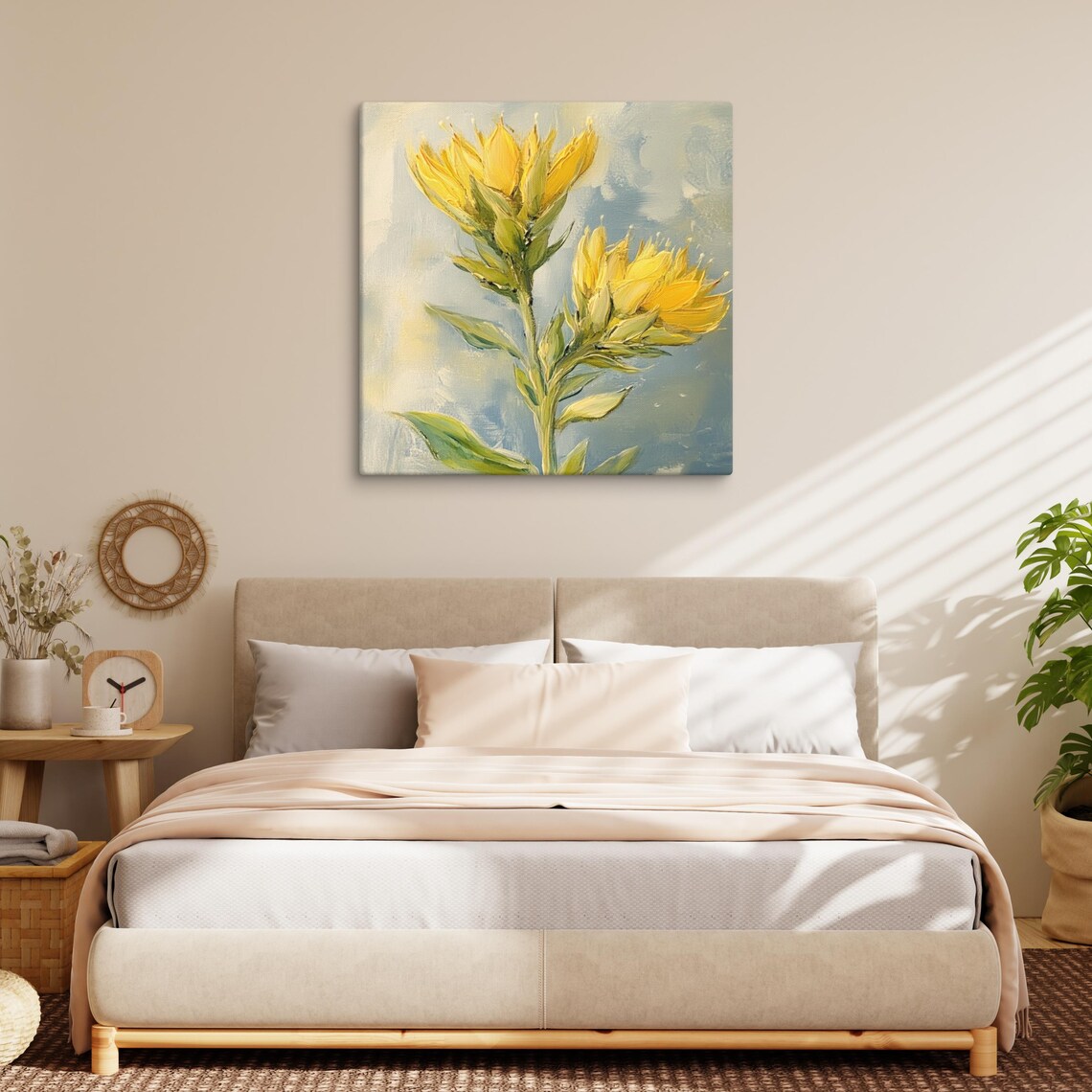Yellow Brittlebrush Desert Flower Pale Blue Grey Floral Poster - Image 2