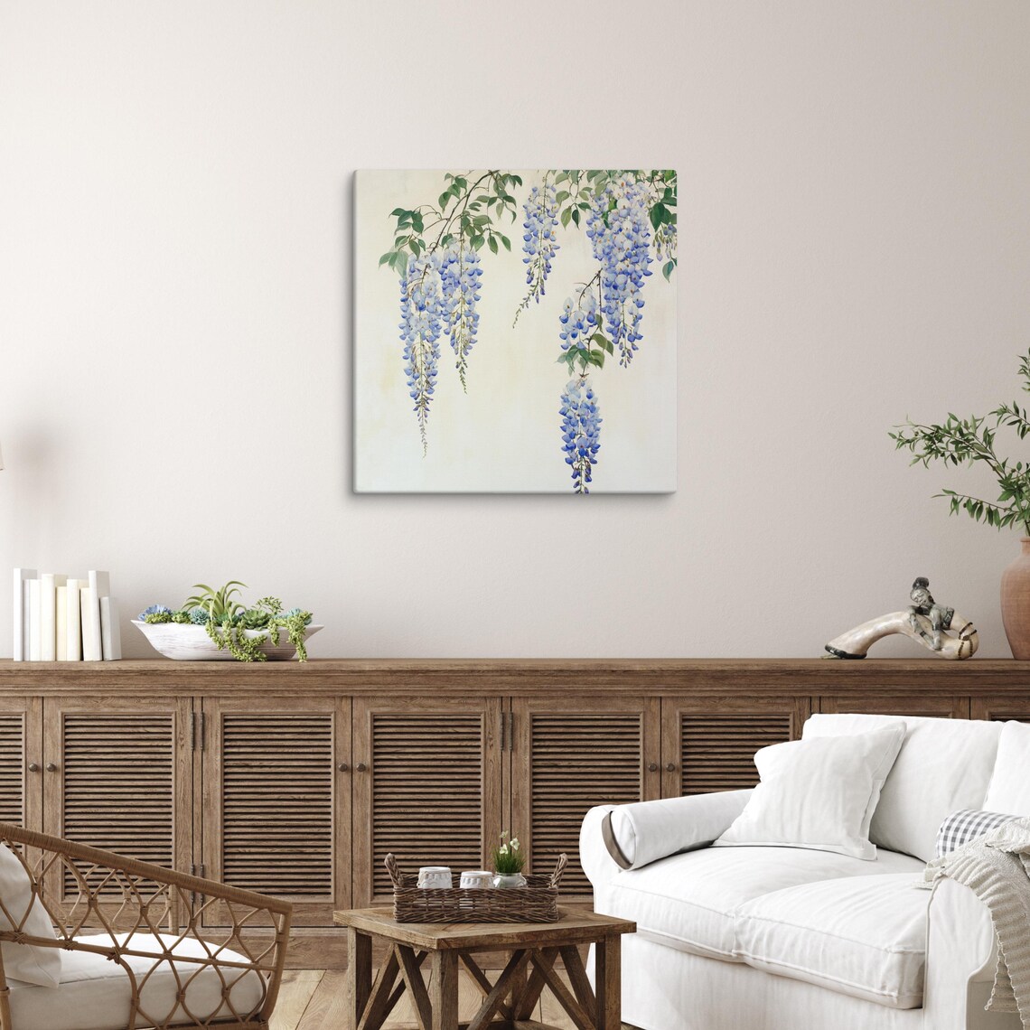 Blue Wisteria Hanging Clusters Watercolor Botanical Wall Poster - Image 5