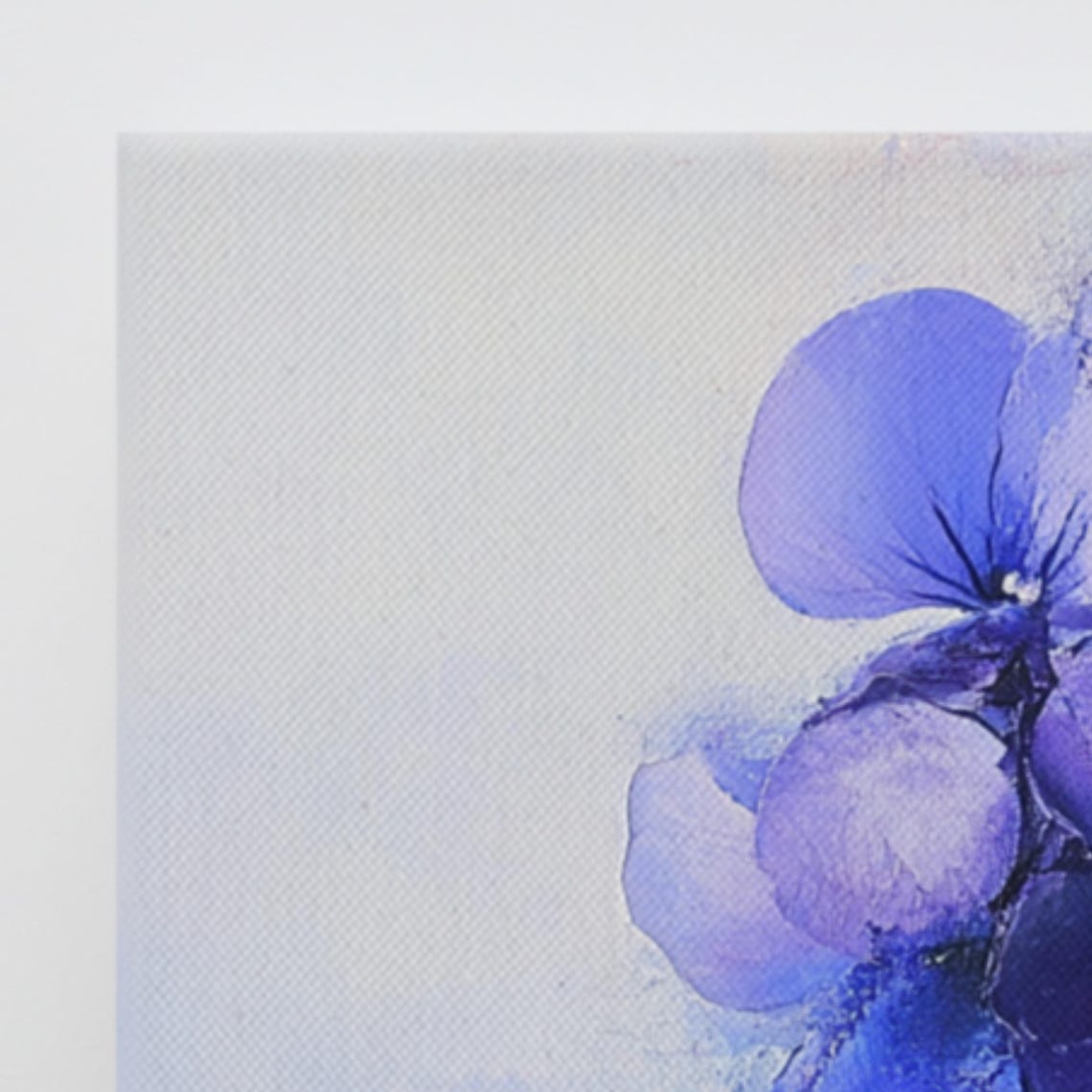 Purple Violets Blue Abstract Dreamy Floral Oil Painting Poster - Image 3