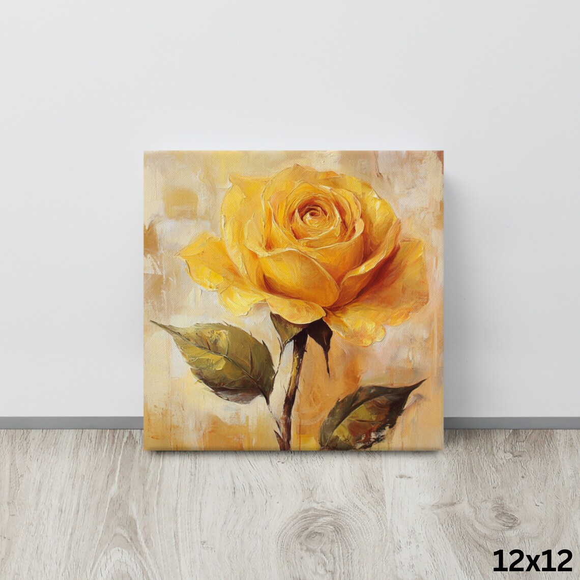 Golden Yellow Rose Bold Impasto Oil Painting Floral Art Poster - Image 4