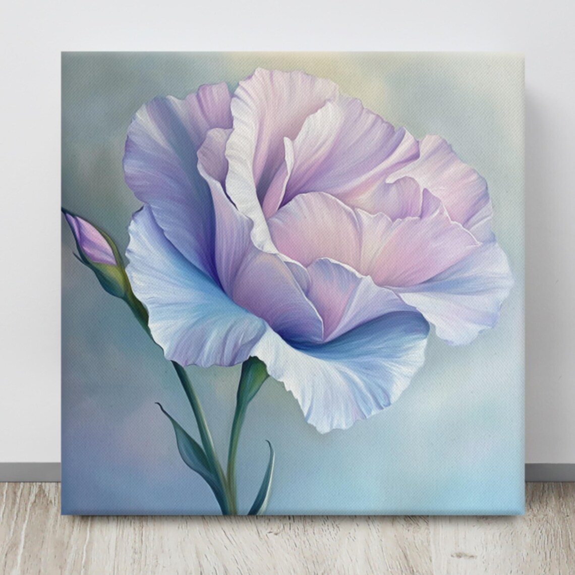 Purple Eustoma Prairie Gentian Soft Blue Floral Painting Poster - Image 4