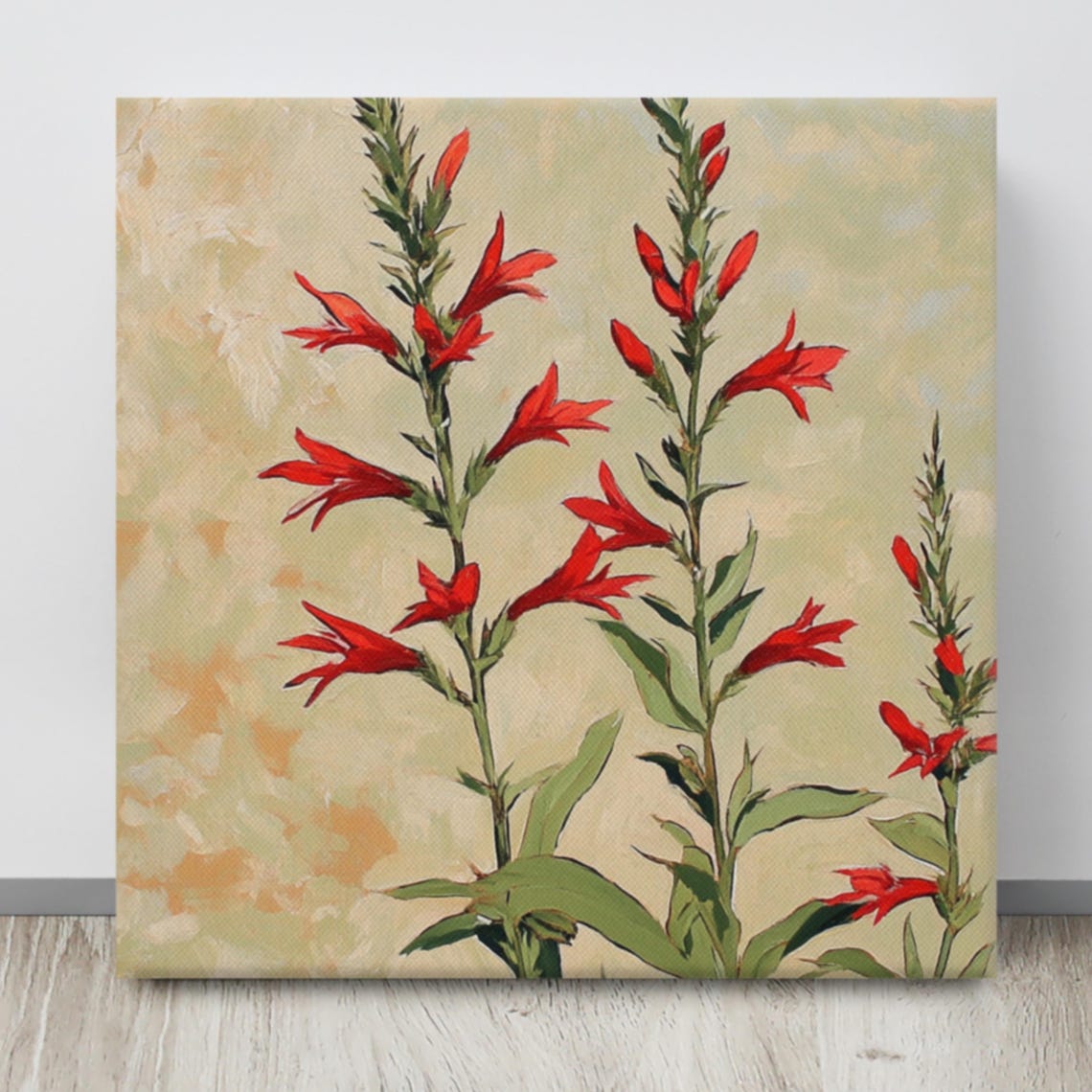 Cardinal Flower Wall Art Painting Print Nature Wall Art Plant Painting Print Garden Wall Art Lobelia Cardinalis Art Print - Image 4