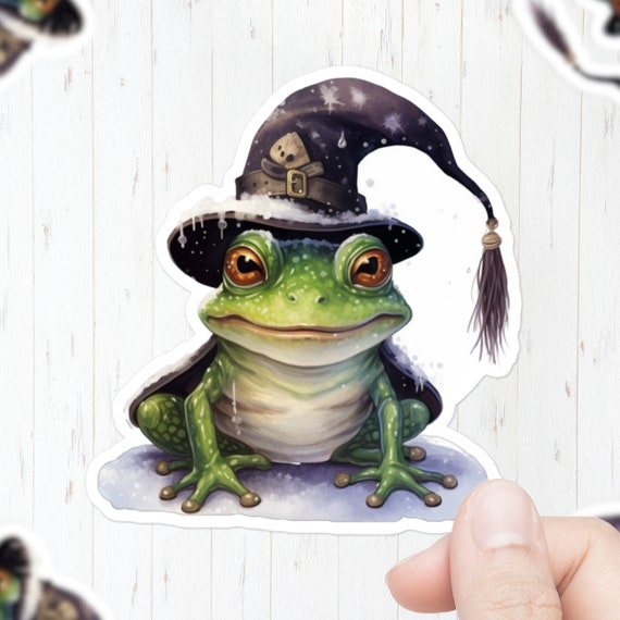Snowy Frog In Witch Hat Sticker Cute Frog Sticker Winter Sticker Witchy Sticker Animal Sticker Frog Gifts Handmade