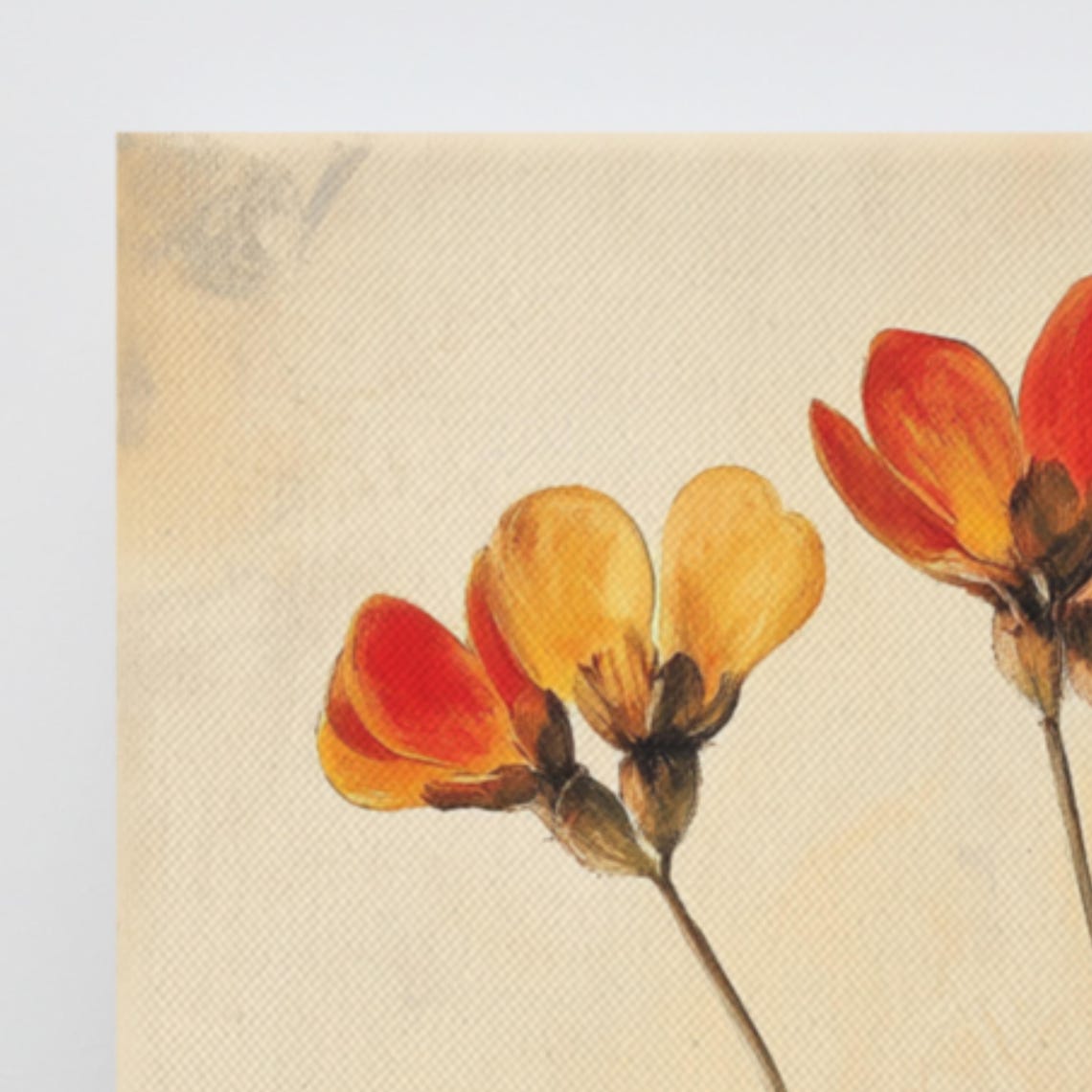 Orange Yellow Wildflower Sprigs Beige Botanical Floral Wall Art Poster - Image 3