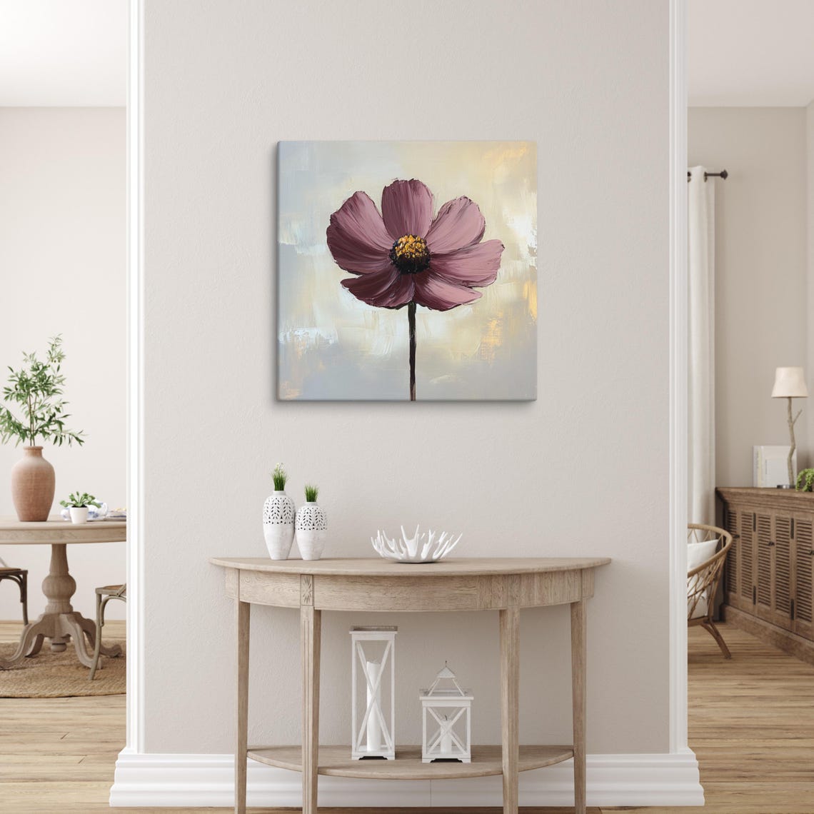 Chocolate Cosmos Mauve Bloom Golden Center Watercolor Art Poster - Image 4