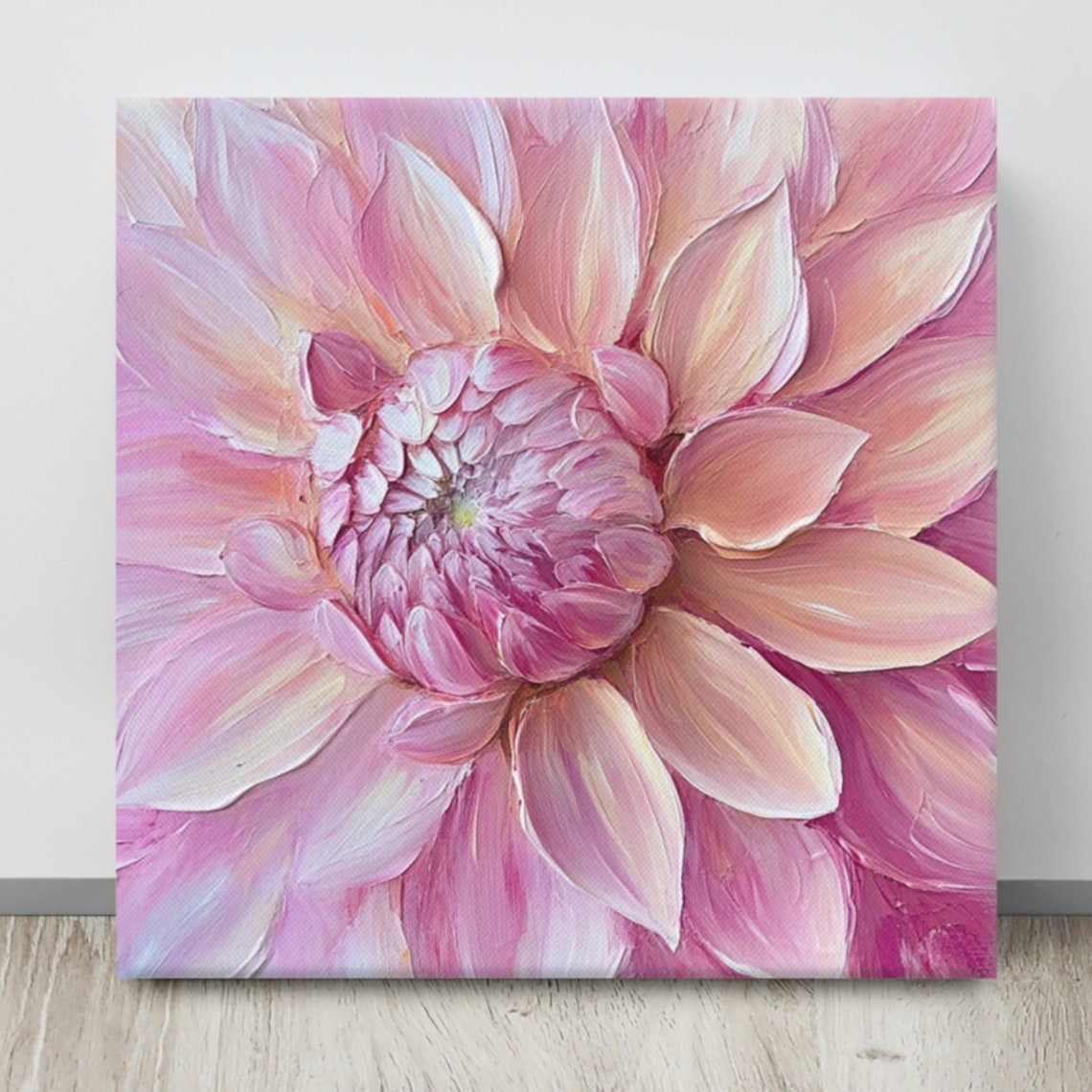 Pink Dahlia Print Large Painting Print Flower Wall Art Nature Art Dahlia Art Dahlia Painting Print Pink Wall Art
