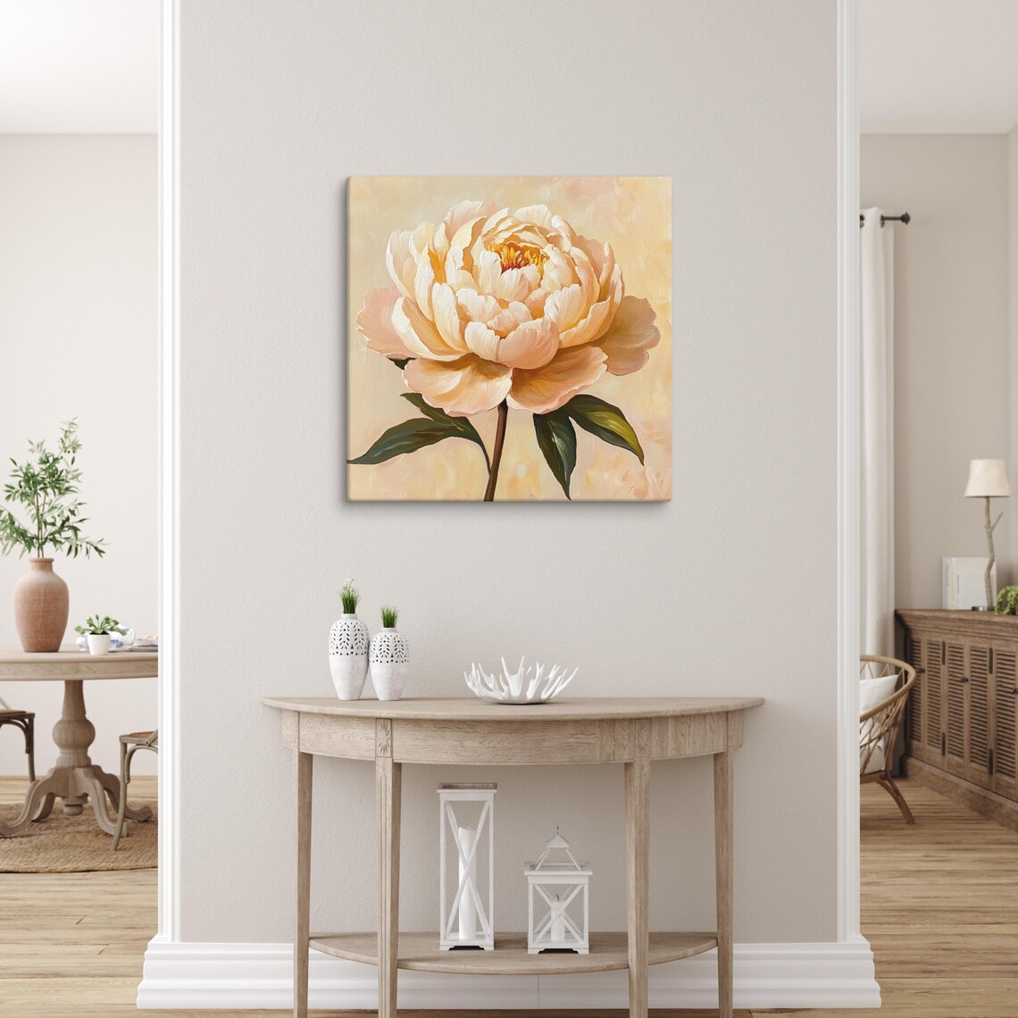 Cream Peony Golden Center Lush Blossom Botanical Floral Art Poster - Image 3
