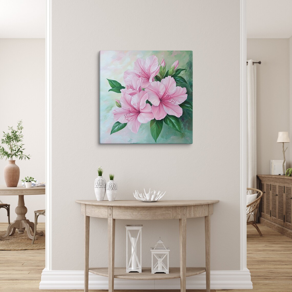 Pink Azalea Blossoms Cluster Watercolor Painting Wall Art Poster - Image 5