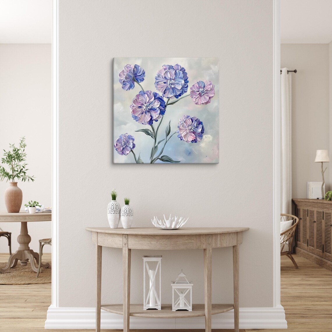 Purple Blue Sweet William Flowers Pale Soft Floral Art Poster - Image 5