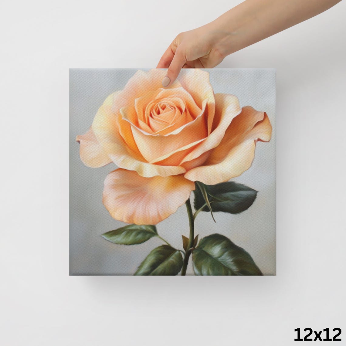 Peach Rose Flower Macro Painting Romantic Floral Canvas Art Print - Image 2