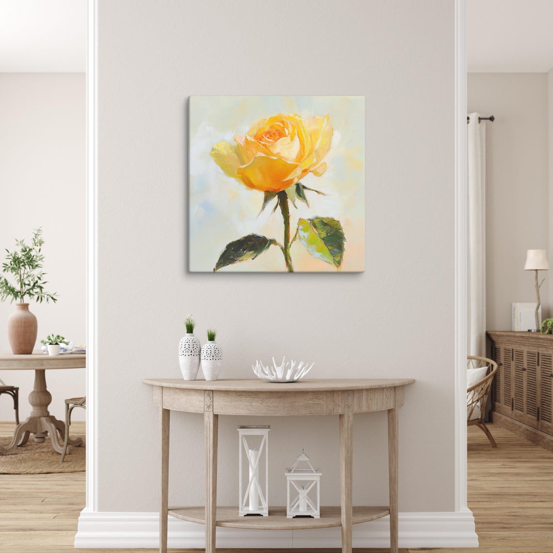 Yellow Rose Print Painting Print Flower Art Rose Painting Print Living Room Art Yellow Wall Art Aesthetic Home Decor - Image 4