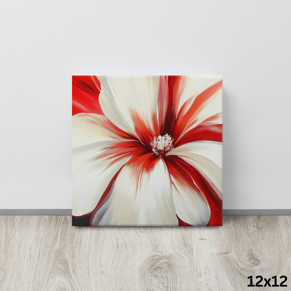 Red White Flower Close Up Bold Abstract Floral Painting Poster - Image 4