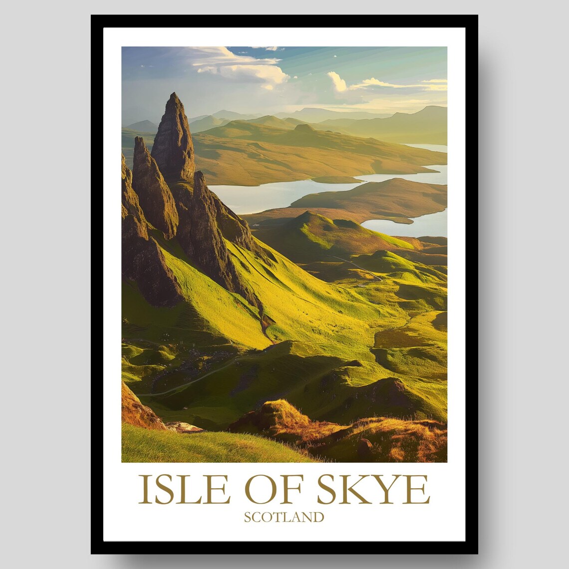 Isle of Skye Scotland Old Man of Storr Sunrise Mountain Travel Poster
