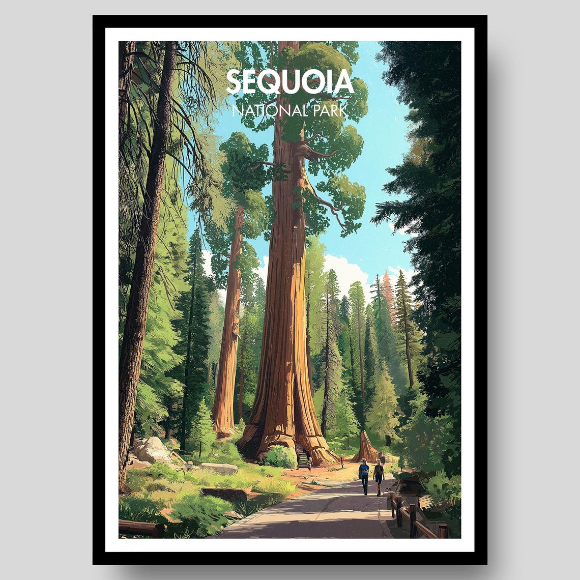 Sequoia National Park Towering Redwoods Forest Trail Poster Art