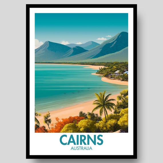 Cairns Poster Great Barrier Reef Australian Wall Art Australia Travel Print