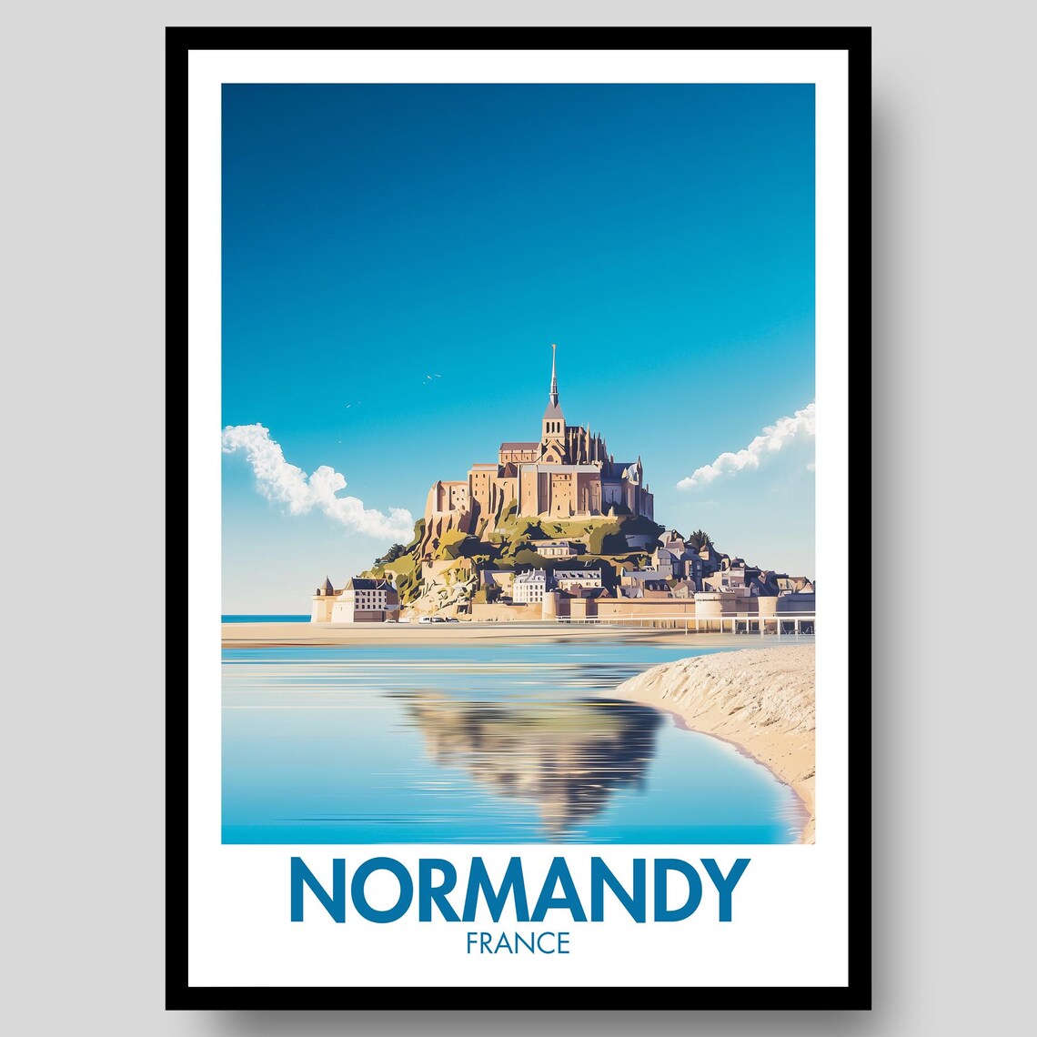 Normandy France Mont Saint Michel Abbey Island Travel Poster