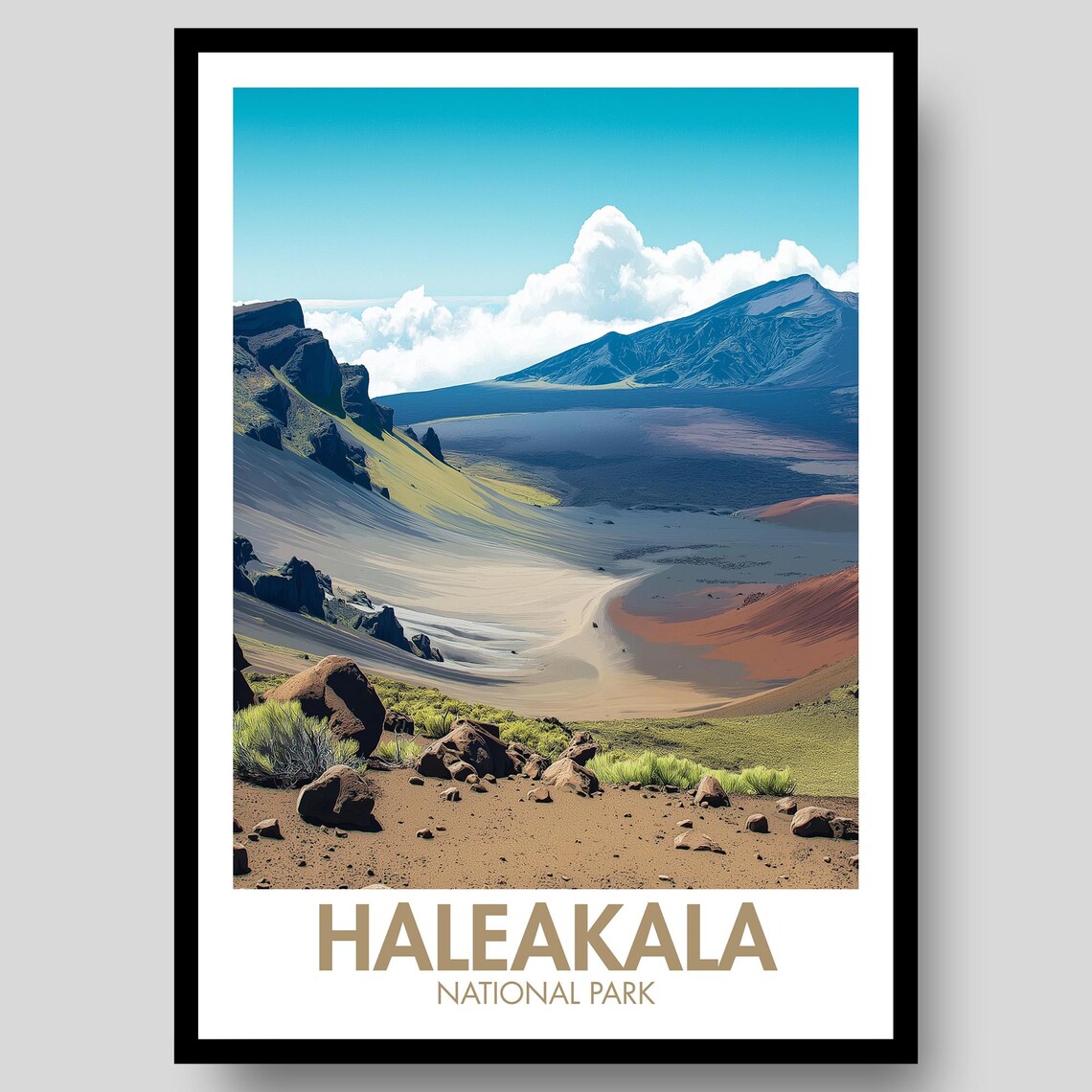 Haleakala National Park Hawaii Volcanic Crater Landscape Art Poster
