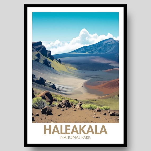 Haleakala National Park Hawaii Volcanic Crater Landscape Art Poster