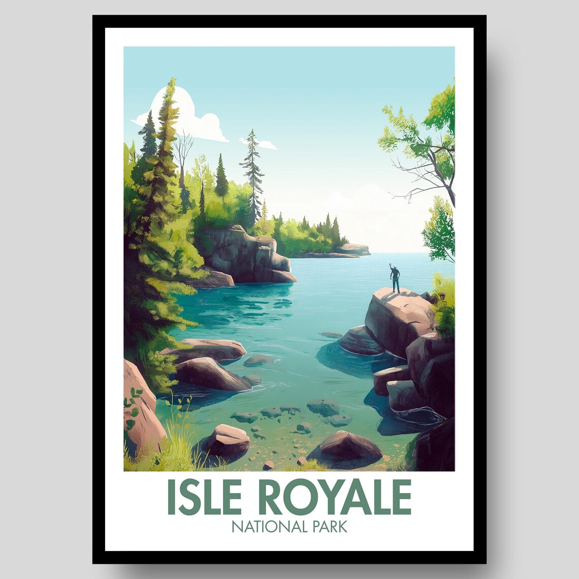 Isle Royale National Park Michigan Lake Superior Shoreline Art Poster