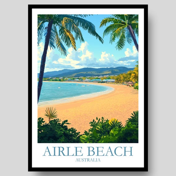 Airlie Beach Poster Australian Wall Art Whitsundays Queensland Australia Print