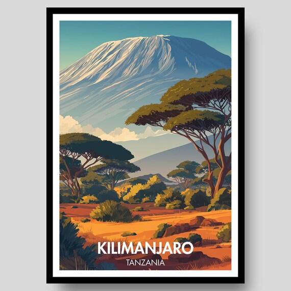 Kilimanjaro Poster Tanzania Mount Print Gifts Art