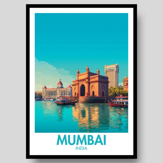 Mumbai Poster Wall Art India City Print