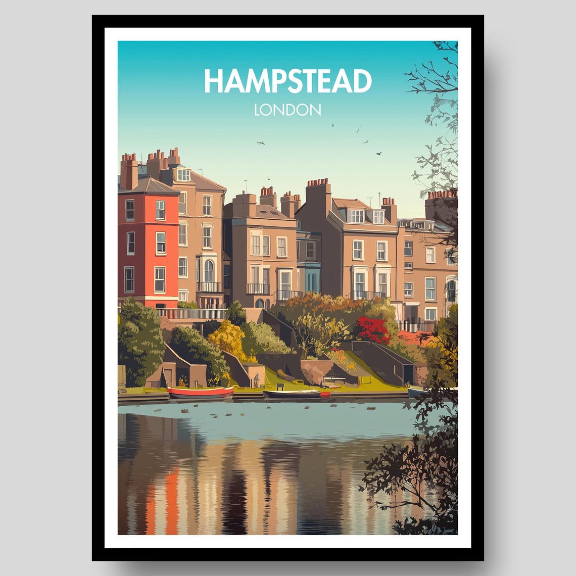 Hampstead Poster London Heath Print Skyline Art