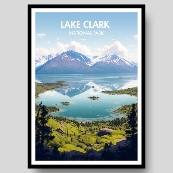 Lake Clark National Park Snowcapped Peaks Turquoise Lake Poster
