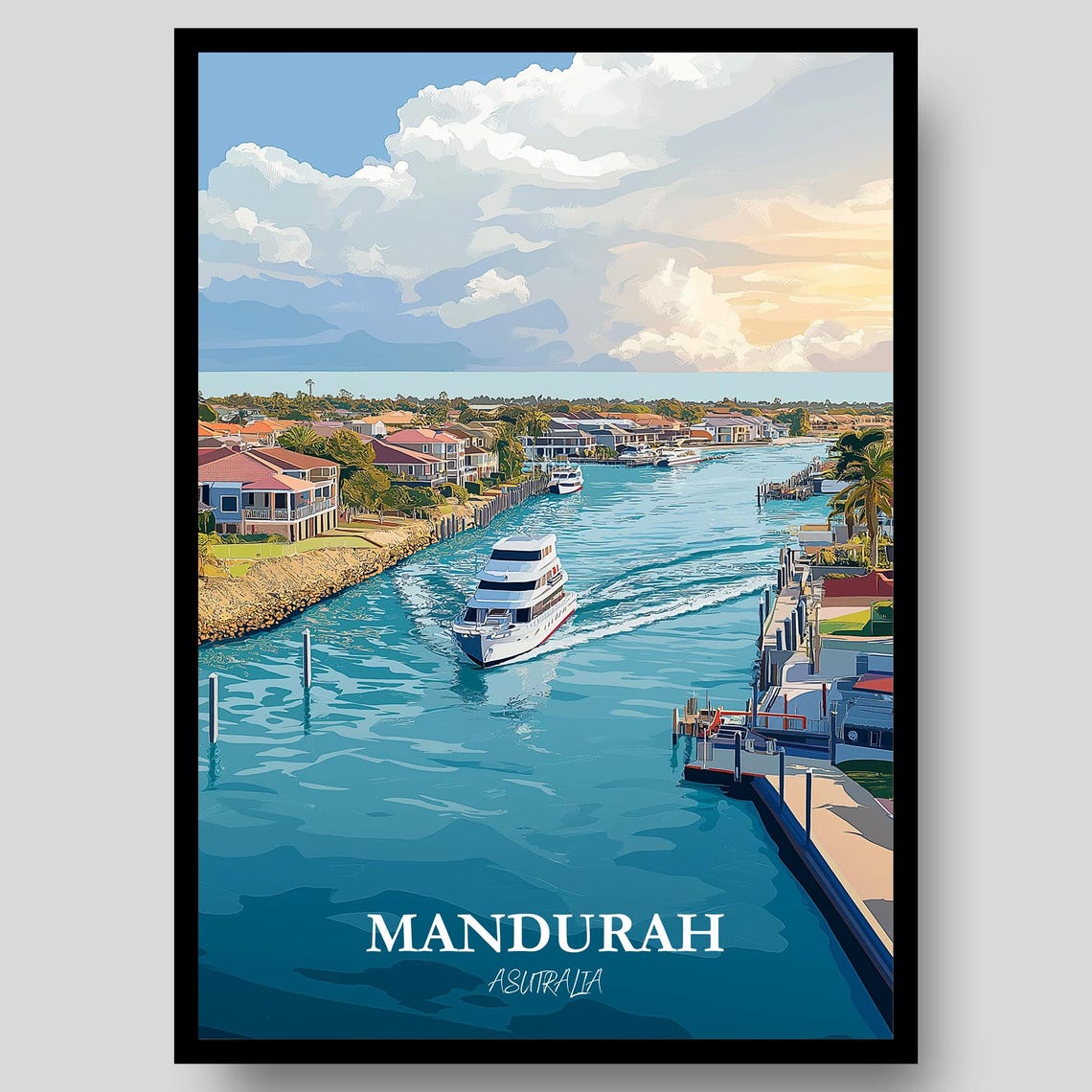 Mandurah Australia Canal Yacht Marina Homes Travel Art Poster