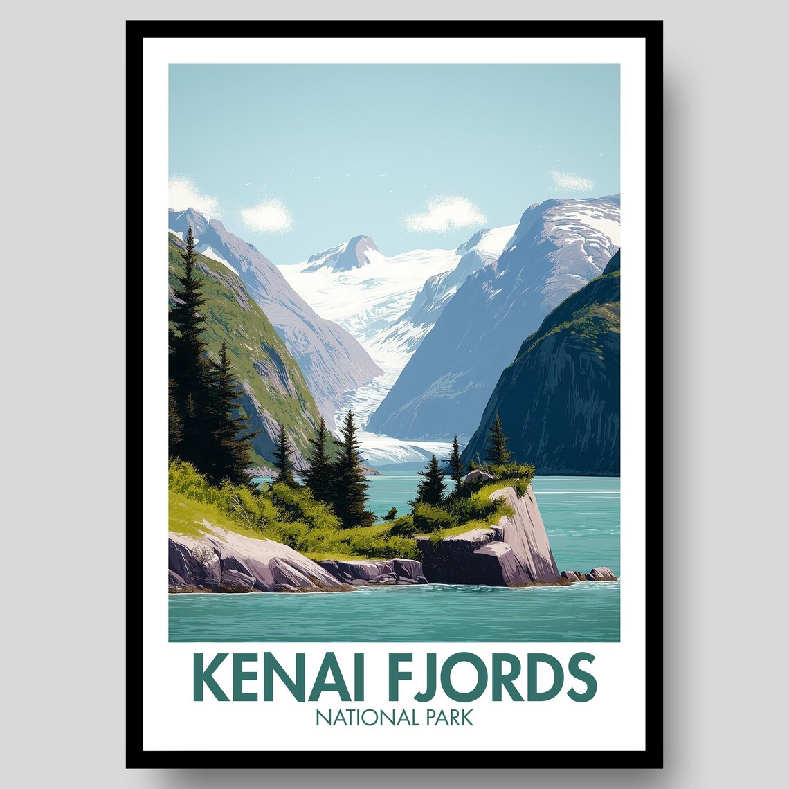 Kenai Fjords National Park Alaska Glacier Inlet Scenic Art Poster