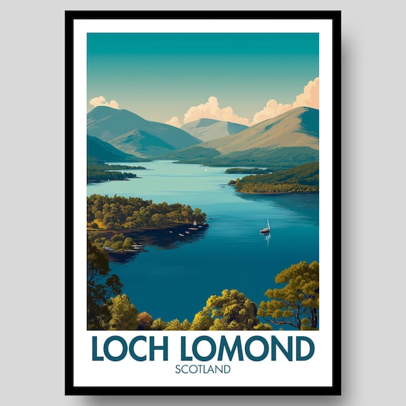 Loch Lomond Scotland Vintage Travel Landscape Highlands Art Poster