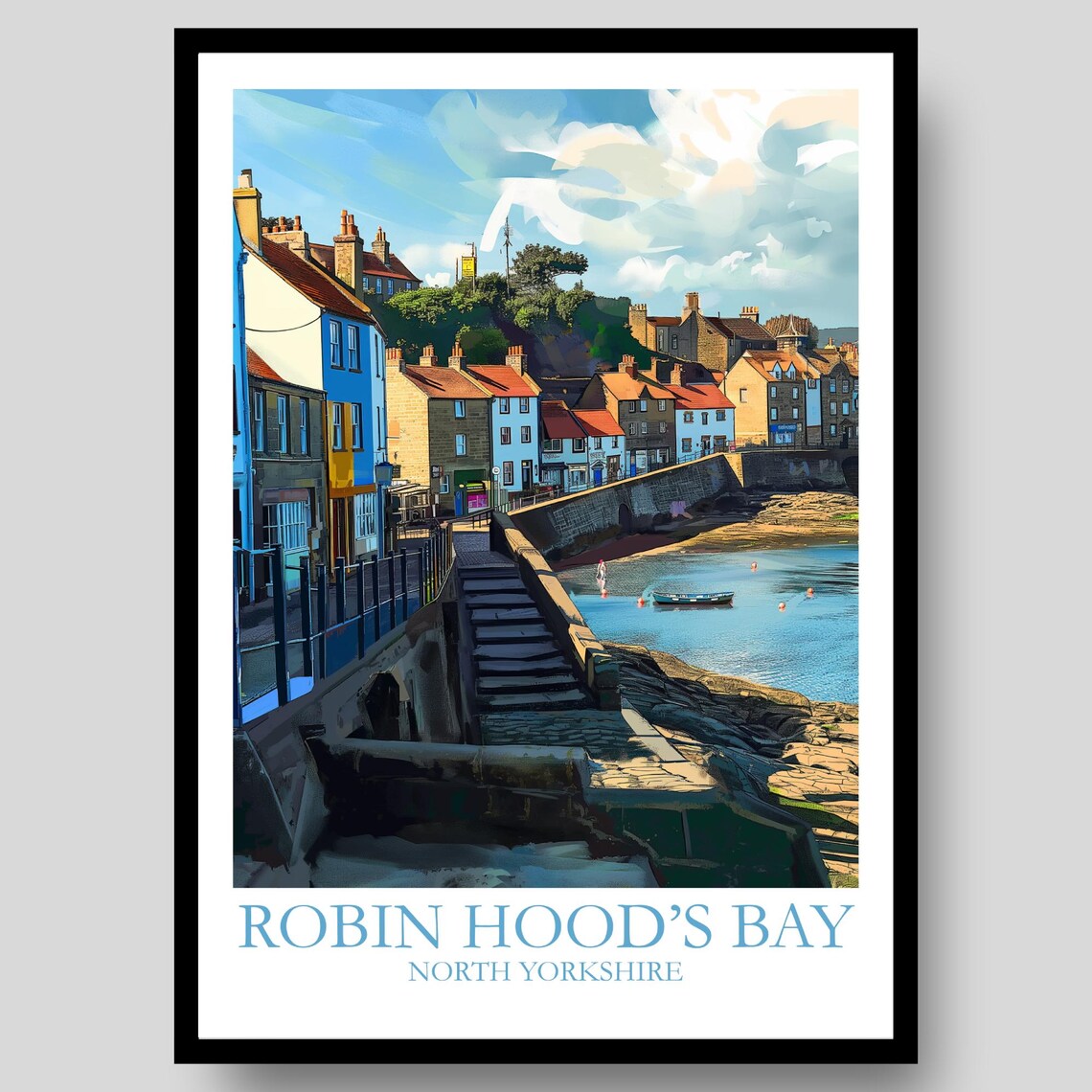 Robin Hoods Bay North Yorkshire Fishing Village Travel Art Poster